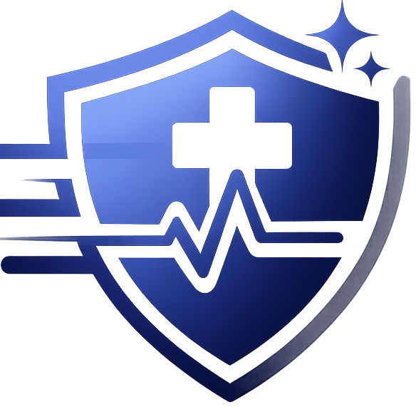 Vital Care Express healthcare icon featuring a modern medical cross and heart symbol in a gradient design.