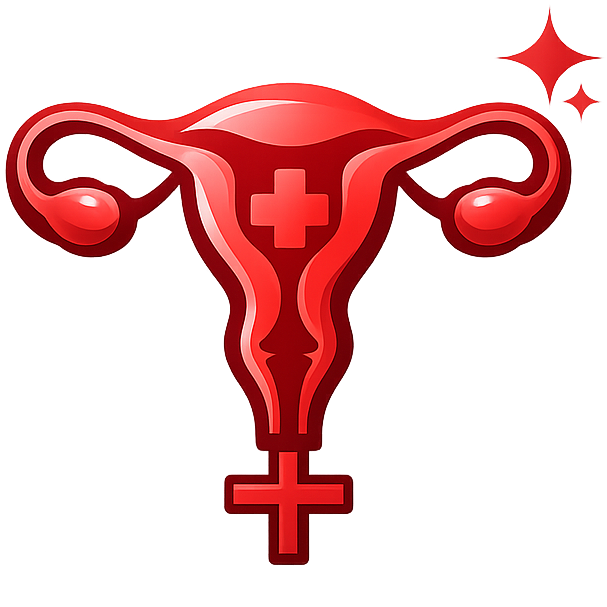 Women’s Health icon featuring a red gradient uterus symbol with a medical cross.