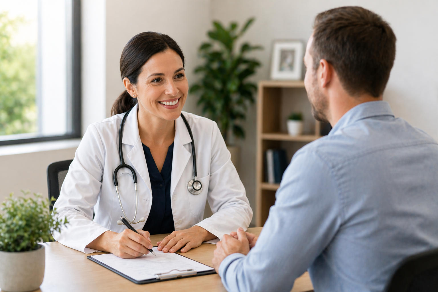 Doctor consulting patient during direct primary care visit at Vital Care Express